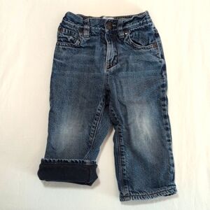 old navy fleece lined straight leg denim jeans 18-24 months baby